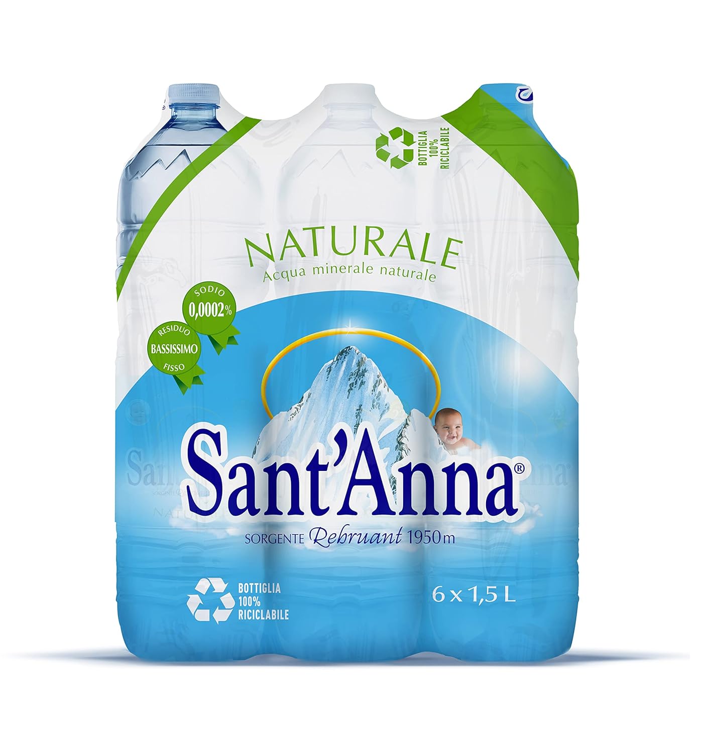 Sant'Anna Still Mineral Water, 50.7 Fl Oz (6-Pack of 6) | Pure Italian Alps Mountain-Fresh Drinking Water | Natural Functional Drink | Sodium-Free Mineral in BPA-Free Bottles