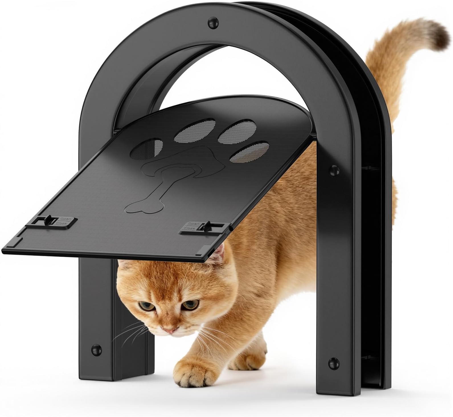 Ownpets Cat Flap Large 25.5cm x 16.8cm Easy to Fit, Secure Lockable Door for Large Cats&Small Dogs, 2 Way Entry, Fast Installation, Black