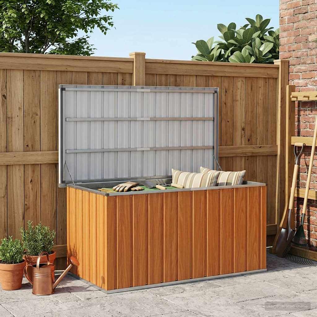 Scatola portaoggetti in legno per esterni, in acciaio zincato, 129 x 67 x 65 cm, resistente alle intemperie, con coperchio ribaltabile, versatile per giardino, balcone, terrazza e come