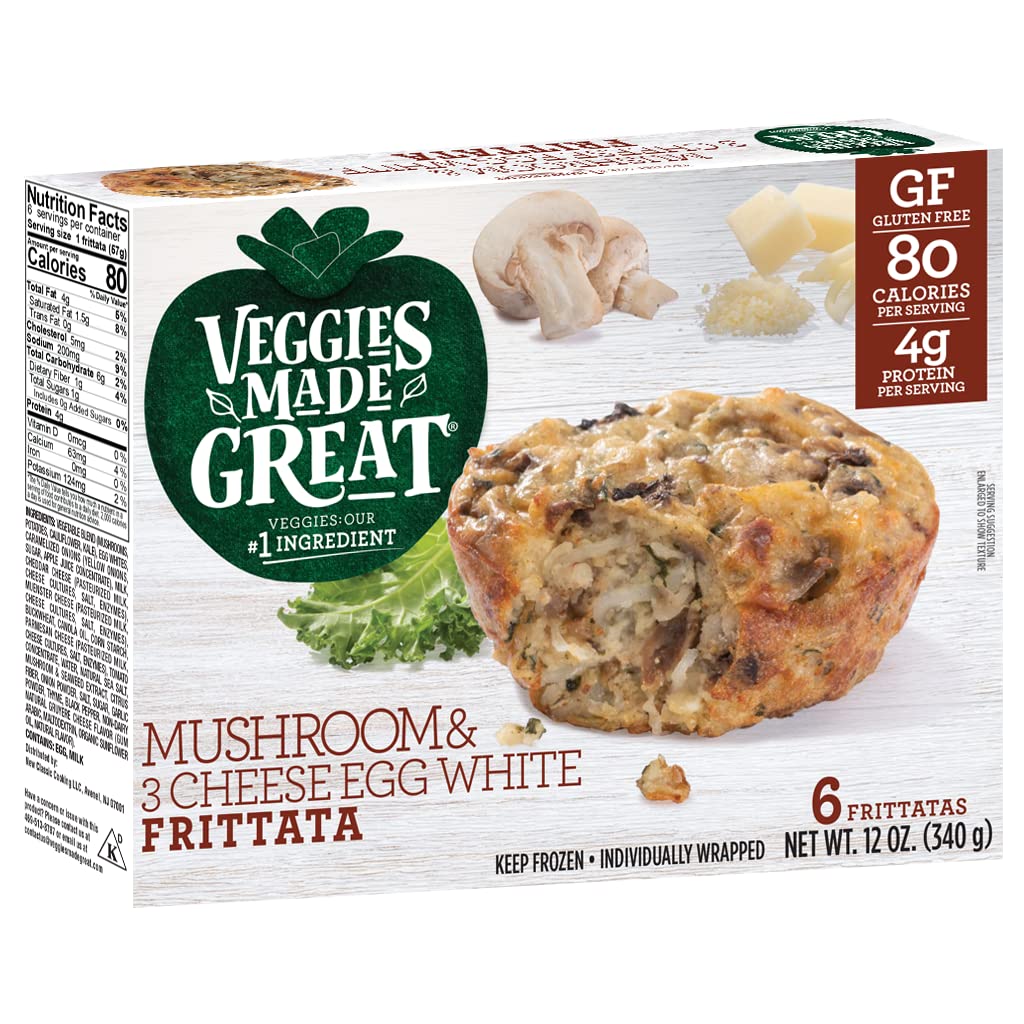 Veggies Made Great - Mushroom & 3 Cheese Frittata - Gluten Free - 6 count -frozen