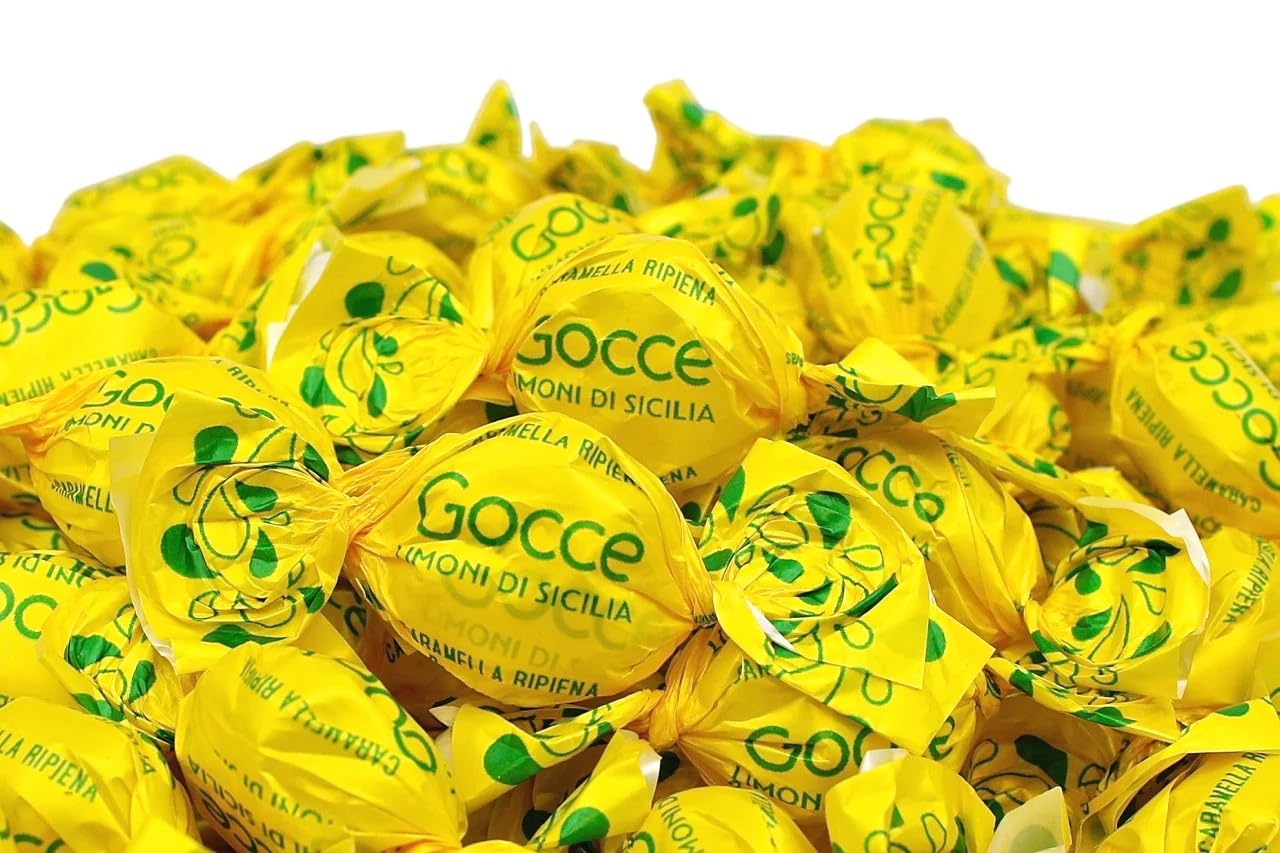 Rossana Gocce Limoni di Sicilia Caramelle Ripiene con Succo di Limone Senza Glutine (Gluten Free) Vegan 175g [BOX da 10 Confezioni]