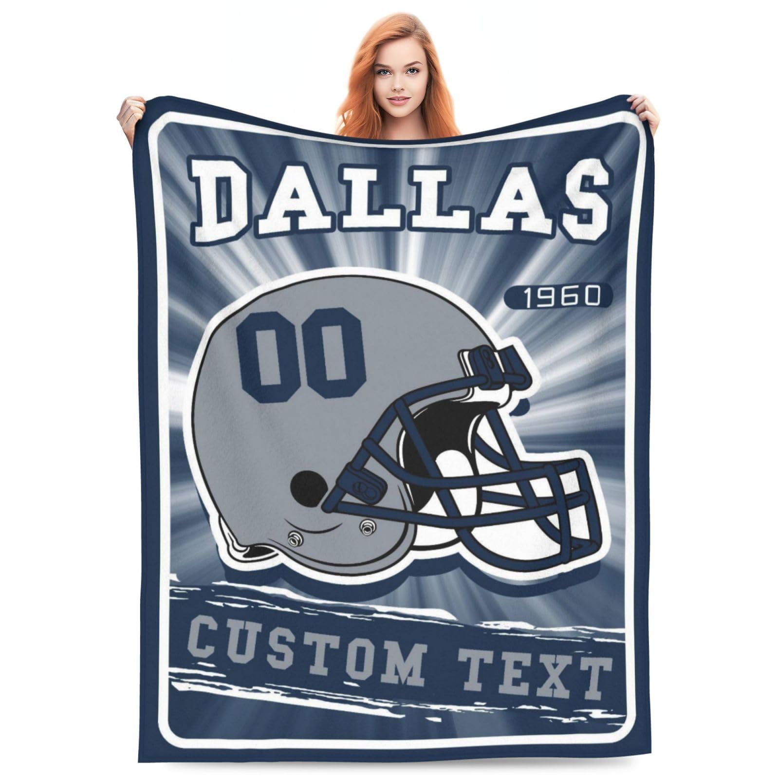 Wngbozy Football City Throws Blanket Custom Name Number Flannel Blankets for Fans Personalized Bed Tapestry for Customized Football Throws Gift for