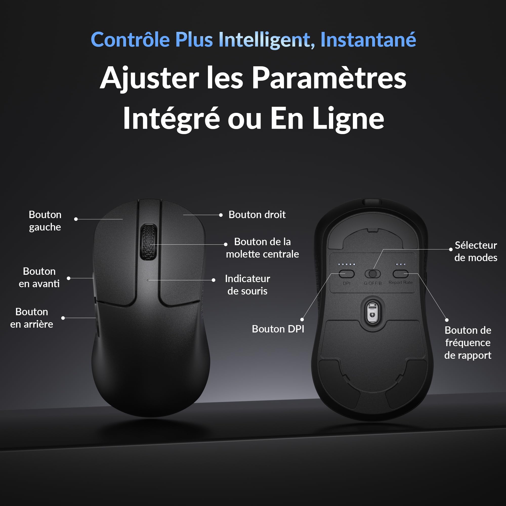 Keychron M3 Mini 8K Souris Gaming, 2,4 GHz/Bluetooth 5,3/Filaire, 55g Ultra-légère, 8000 Hz, Capteur PixArt 3950, Programmable avec Launcher, 30 000 DPI/750 IPS, pour Windows, Mac et Linux - Noir