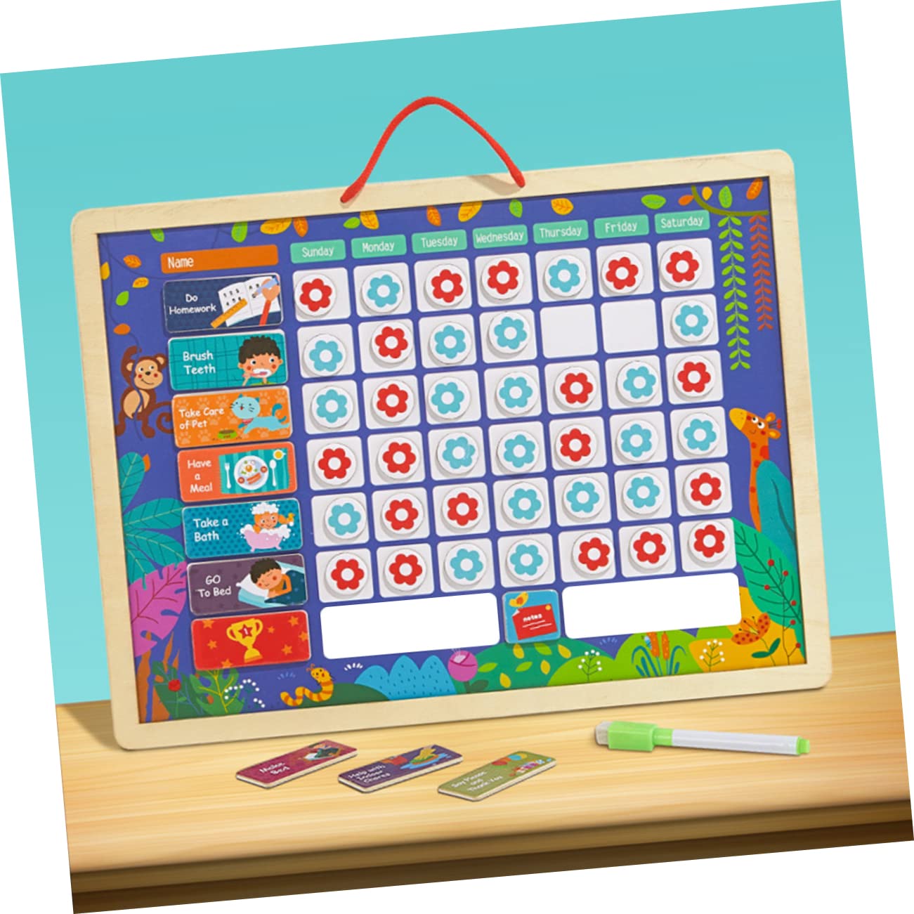 DOITOOL Tabla de Recompensas de Comportamiento para Niños Estándar | Tablero de Gráficos de Comportamiento, Mesa Colgante Reutilizable, Enseña Conceptos Organización