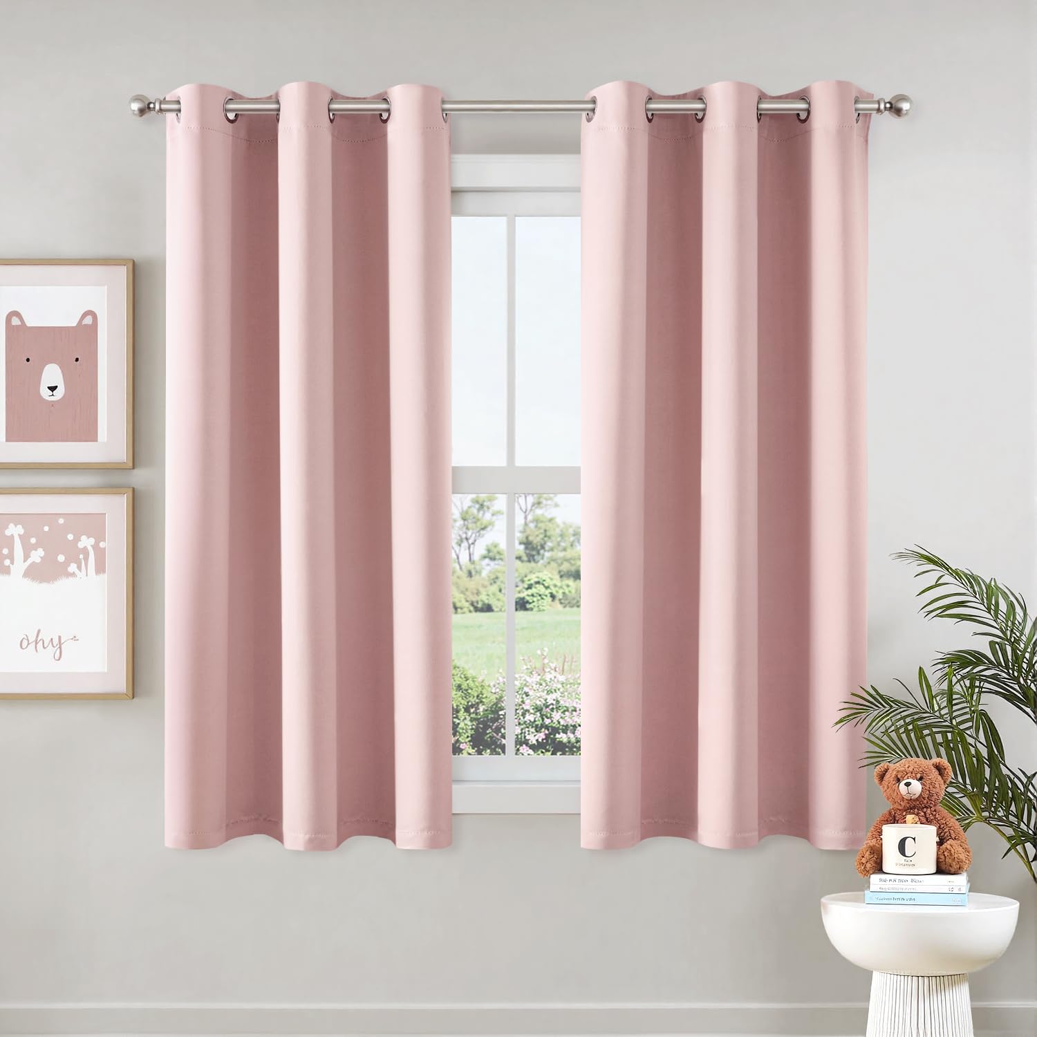 Pink Blackout Curtains 40x63 - 2 Panels