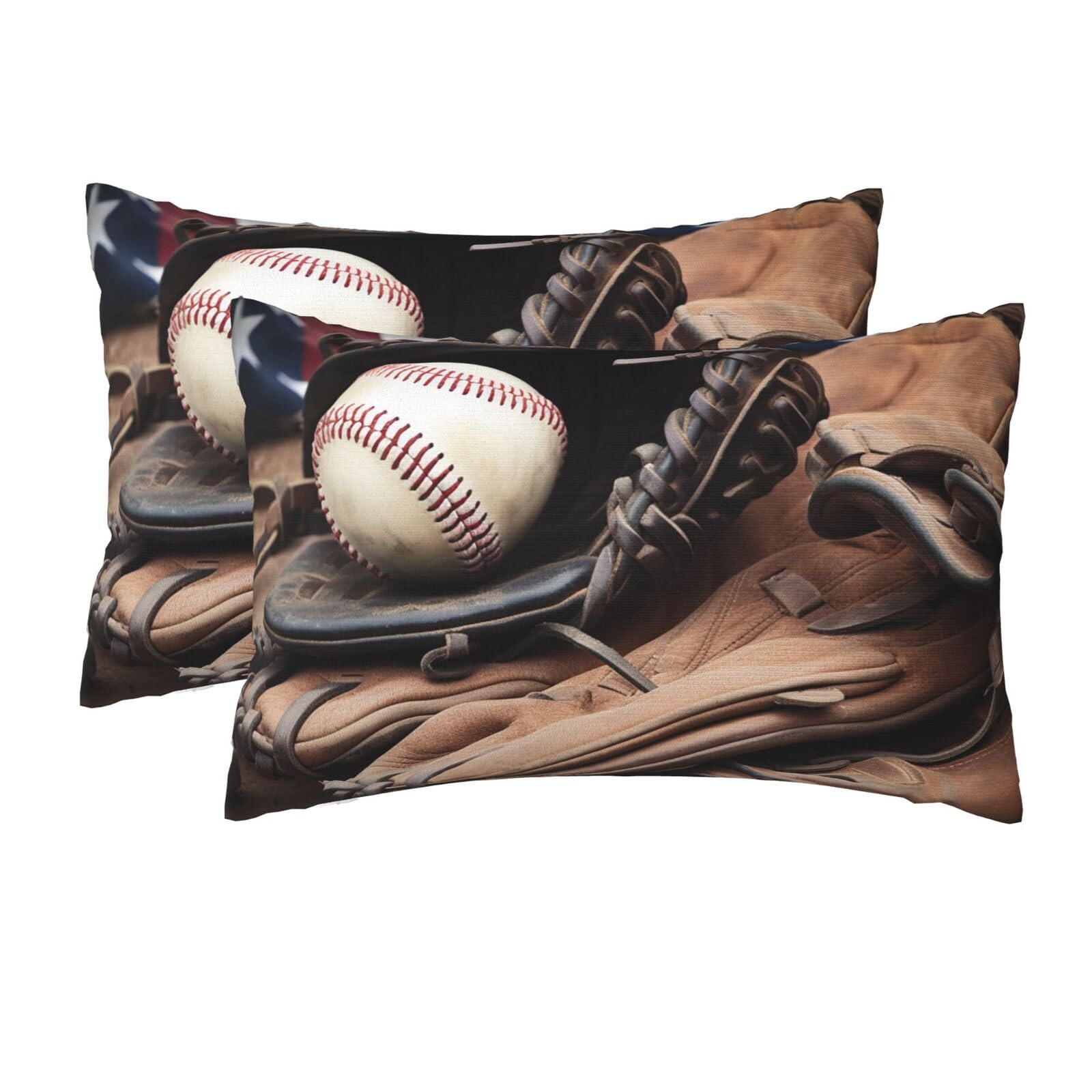 2 Pack Queen Pillow Cases with Hidden Zipper, Soft Breathable Pillow Covers for Hair and Skin, Baseball Equipment Pillowcases 20"x30" Bed Pillow Protectors Cover for Sleeping Gifts