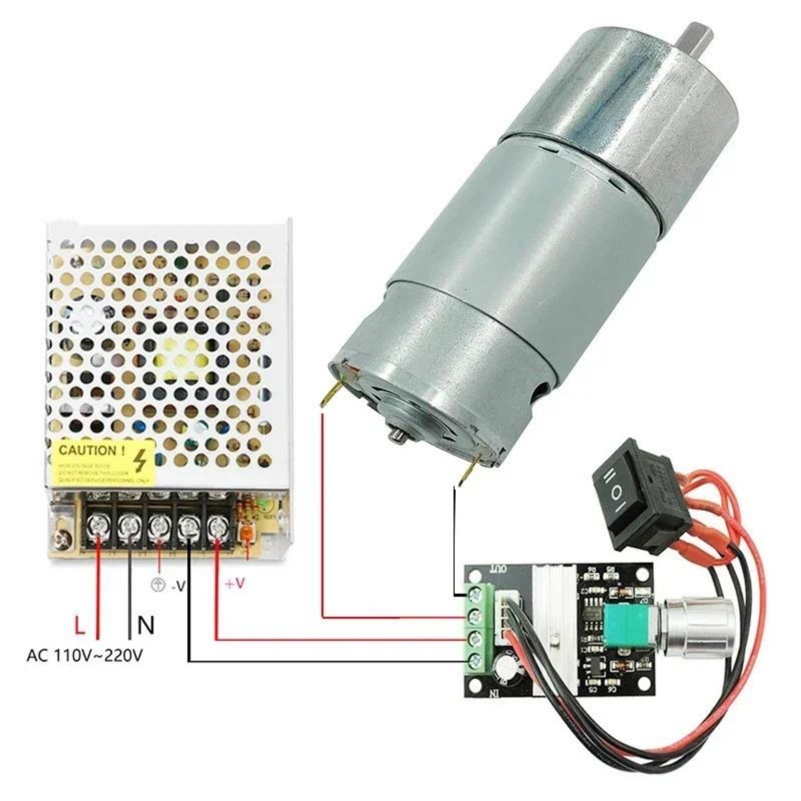 Getriebemotor mit Drehmoment, 12/24V, 555-Gleichstrommotor, 7 U/min bis 960, langsame Geschwindigkeit, 37 mm Reparaturteil(24V 107RPM,Package B)