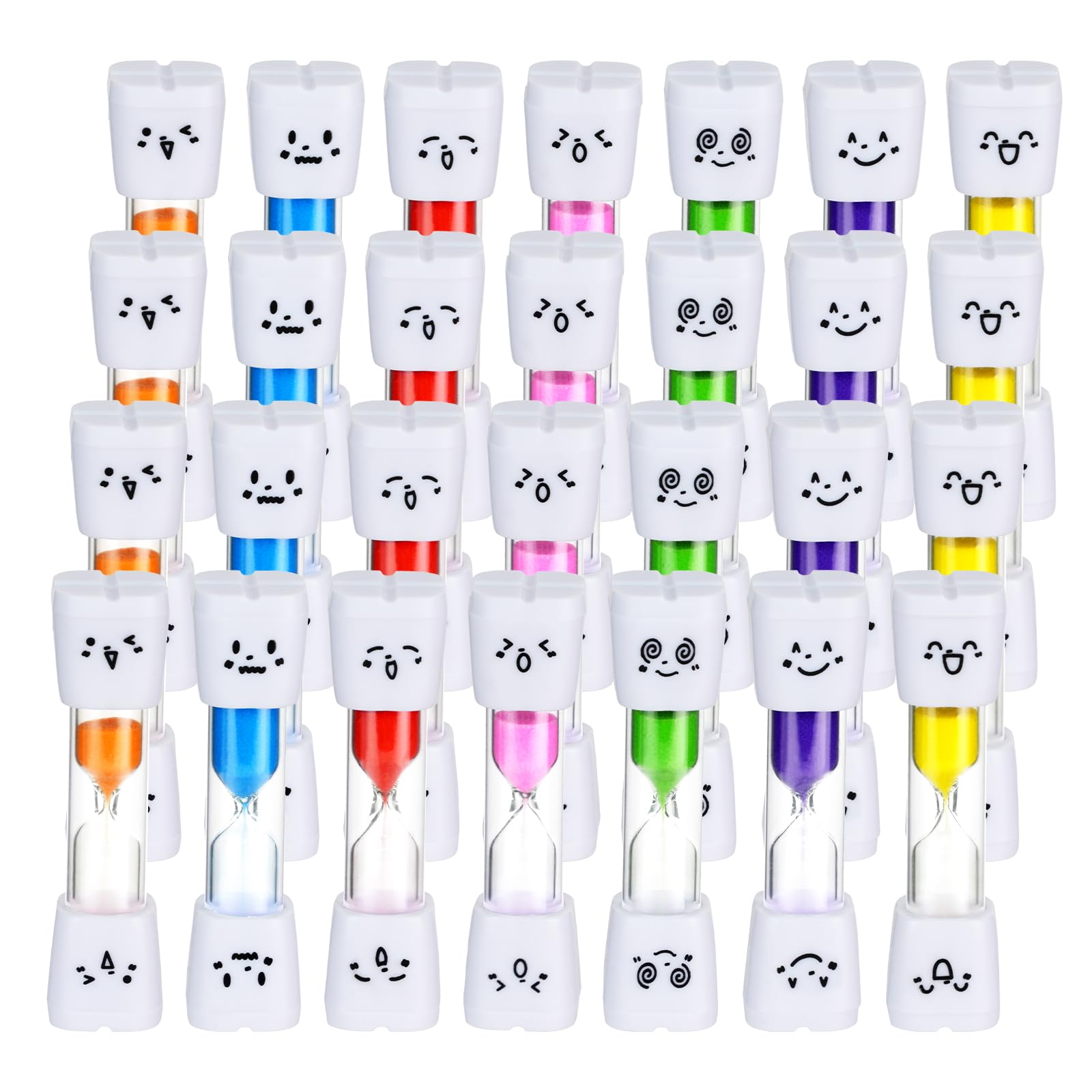 Sablier 2 minutes pour enfant lot de 28 minuteurs colorés smiley