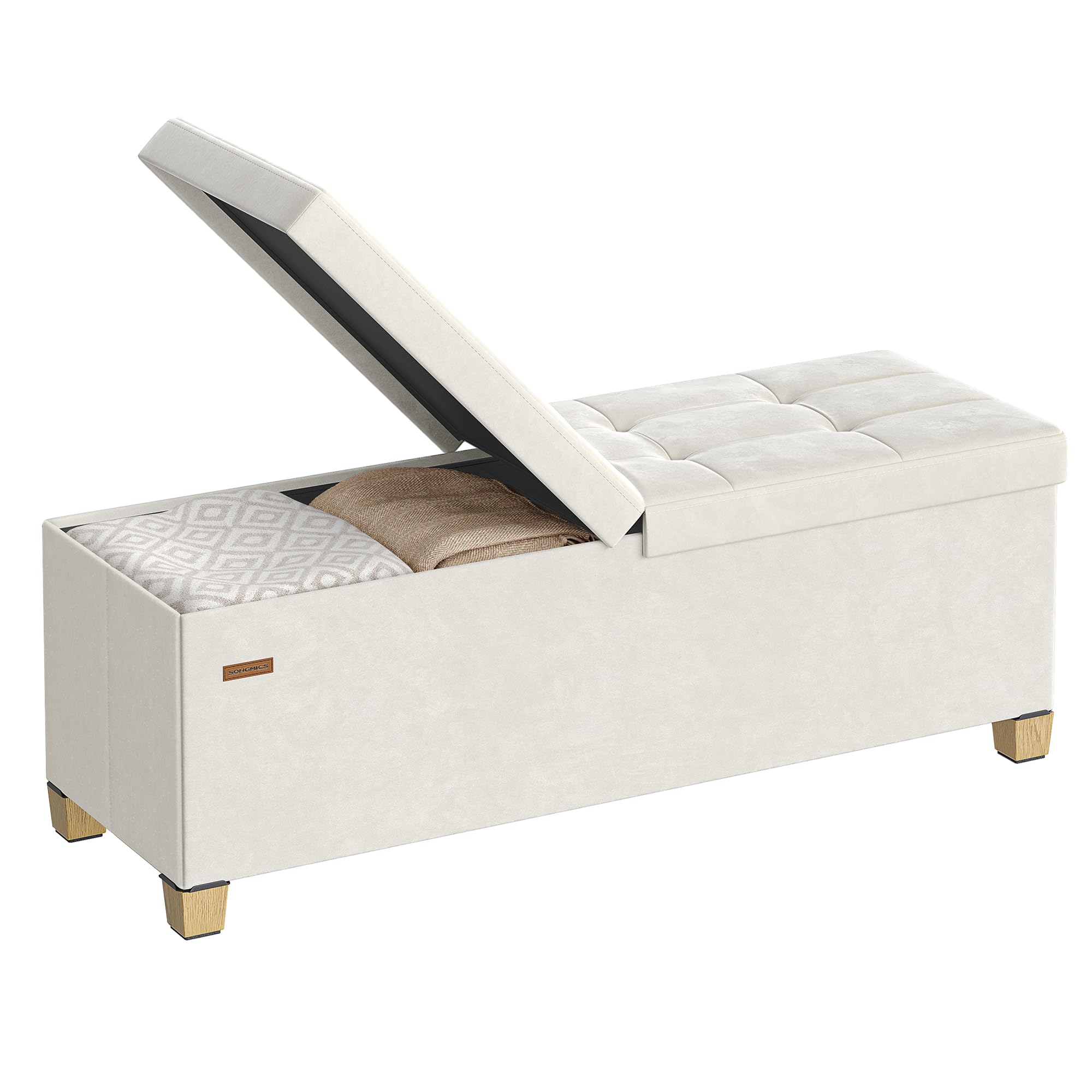 SONGMICS Velvet Ottoman with Legs
