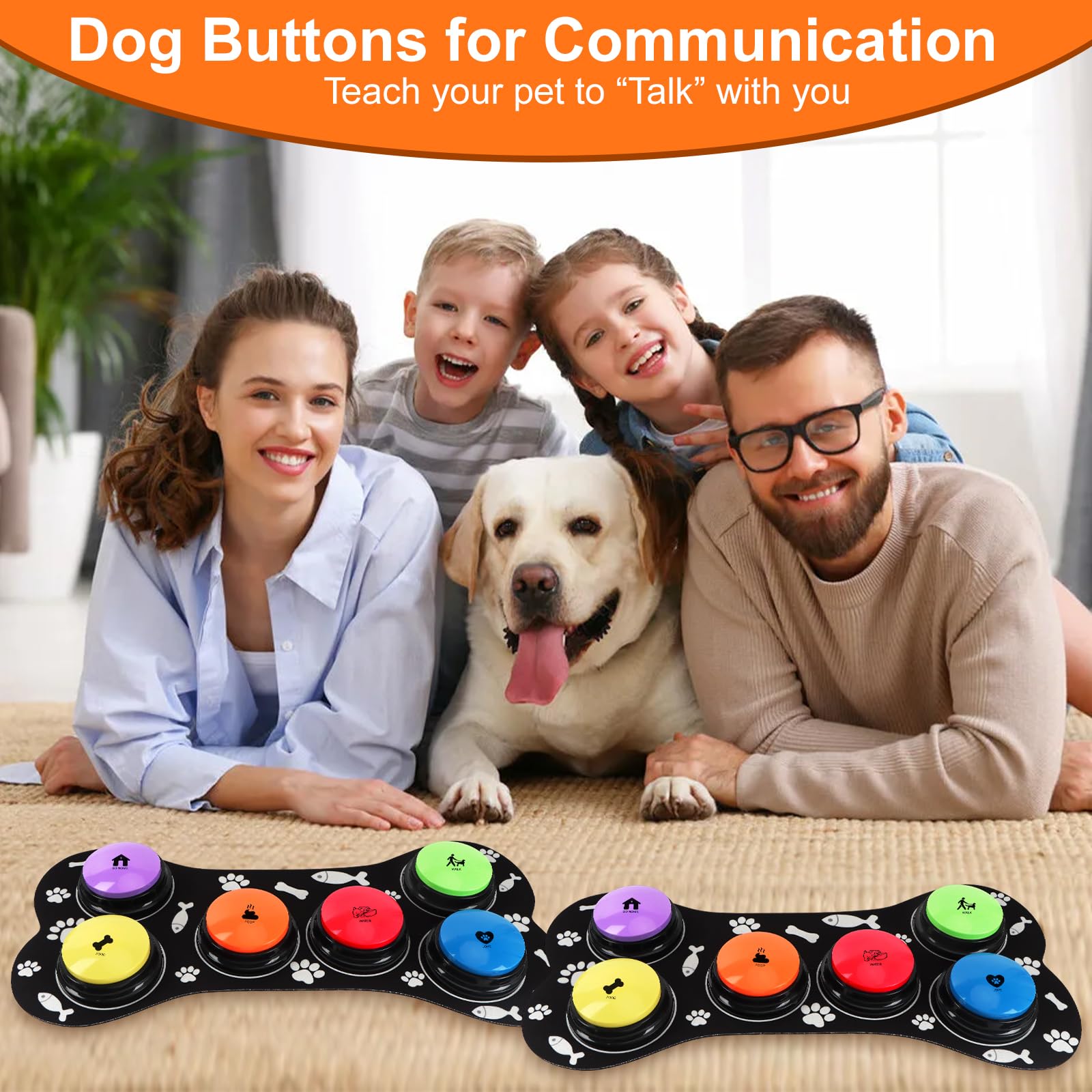 Botones de conversación para perros para comunicación, botones de voz grabables de 30 segundos con base antideslizante, zumbadores de entrenamiento de mascotas para perros y gatos, baterías no