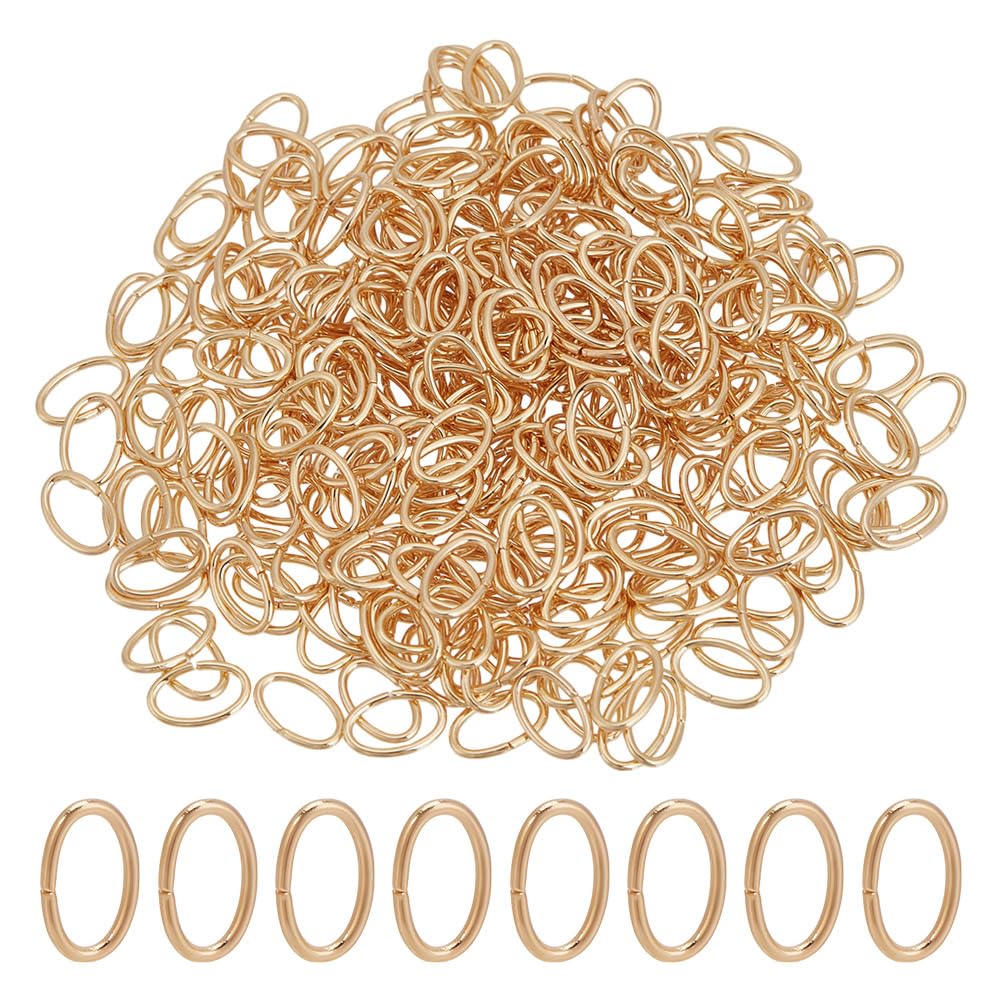 Anneaux ouverts ovales en acier inoxydable dorés à l'or fin 18k pour bijoux chic