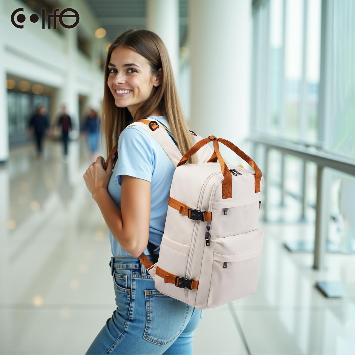 COOLIFE Zaino Cabina 45x36x20 EasyJet Ryanair Eurowings Laptopfach 32L | Reiserucksack Flugzeug, leggero, impermeabile – Ideale per weekend, city break & brevi soggiorni