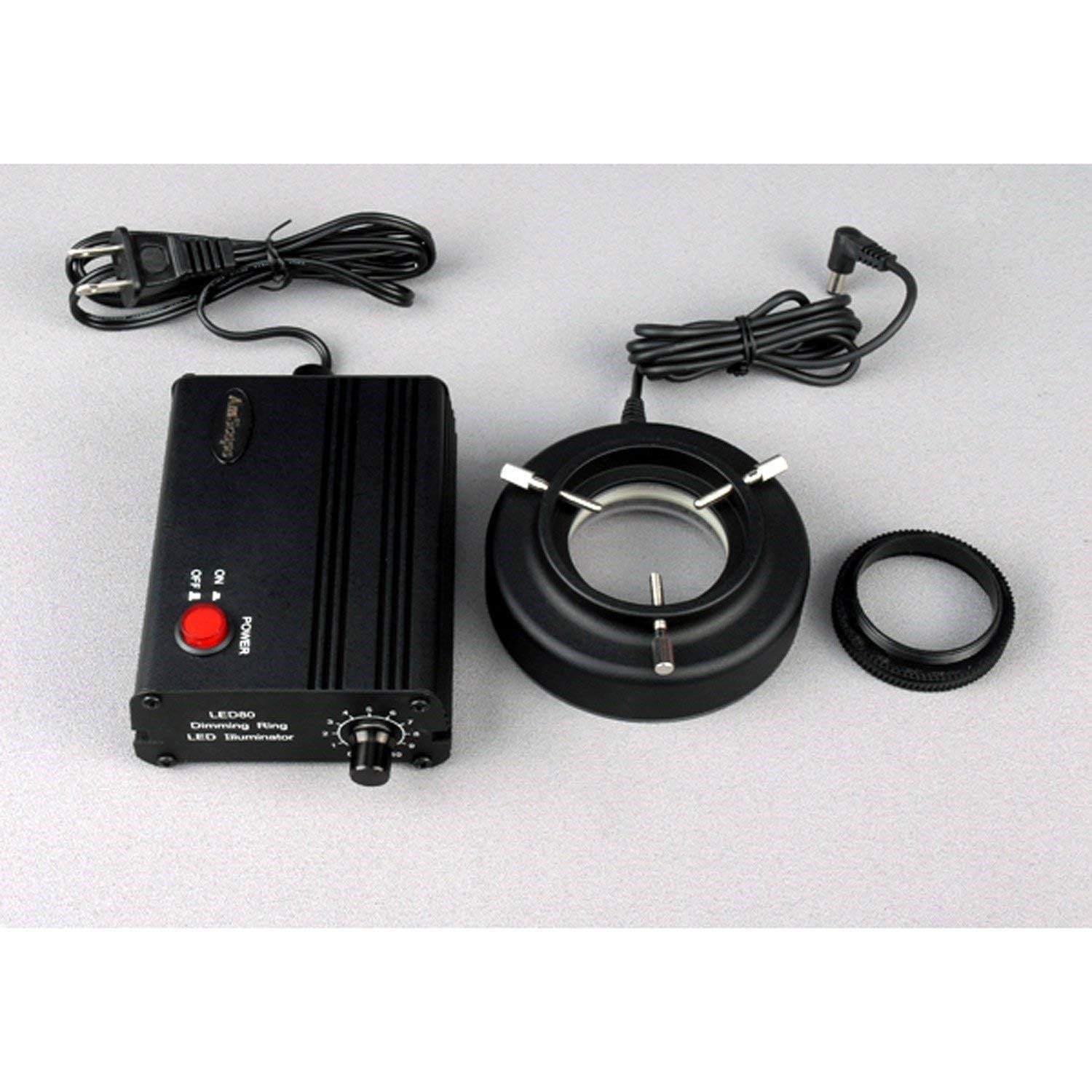 AmScope LED-80MB 80-LED Mikroskop Ringlicht mit Metallgehäuse und Adapter, schwarz