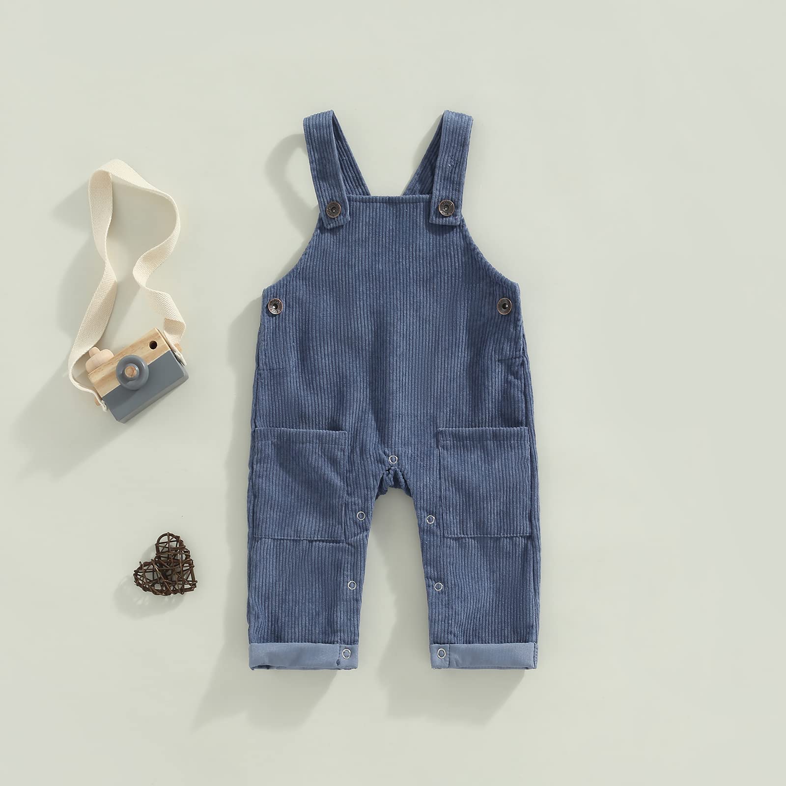 Baby Toddler Girls Boys Corduroy Plain Pocket Suspender Pants Bib Overalls Jumpsuit (Blue , 3-4 Years )