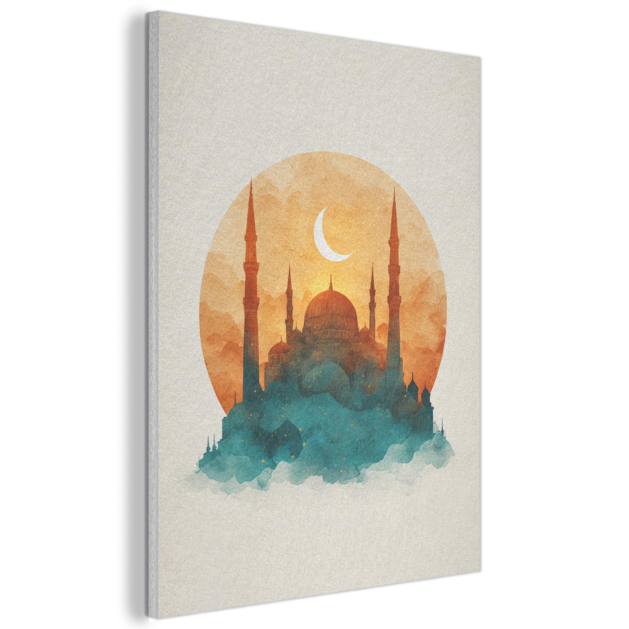 MuchoWow© Felt Panel 70x100 cm Room Style Piece Wallfillers Visual Display Decoration Wall Art Mosque - Circle - Dome - Orange