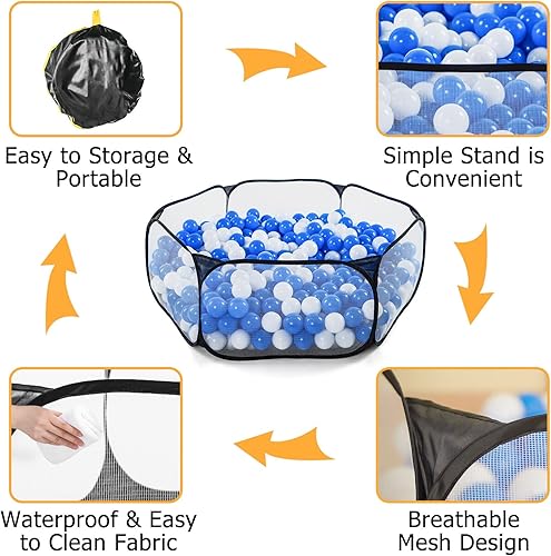 Miniatura 9 de STARBOLO Tienda de campaña negra para niños, piscina de juguete para jugar en la piscina, tienda de campaña plegable para niños y niñas, para