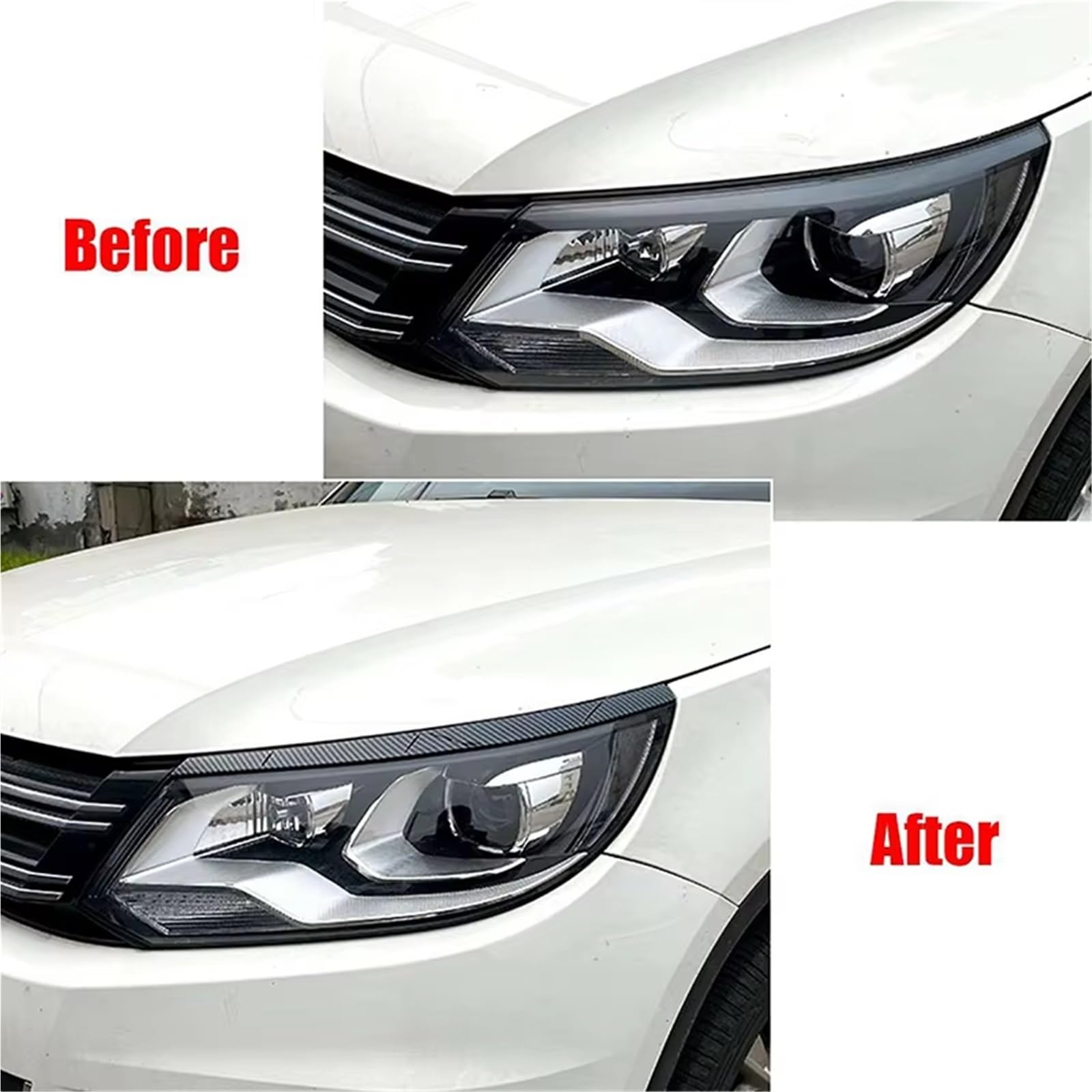 Powieka reflektorów do Vw dla Tiguan Mk1 2011 2012 2013 2014 2015 2016 przednie reflektory samochodowe brwi powieka wykończenie osłona brwi światło reflektorów brwi
