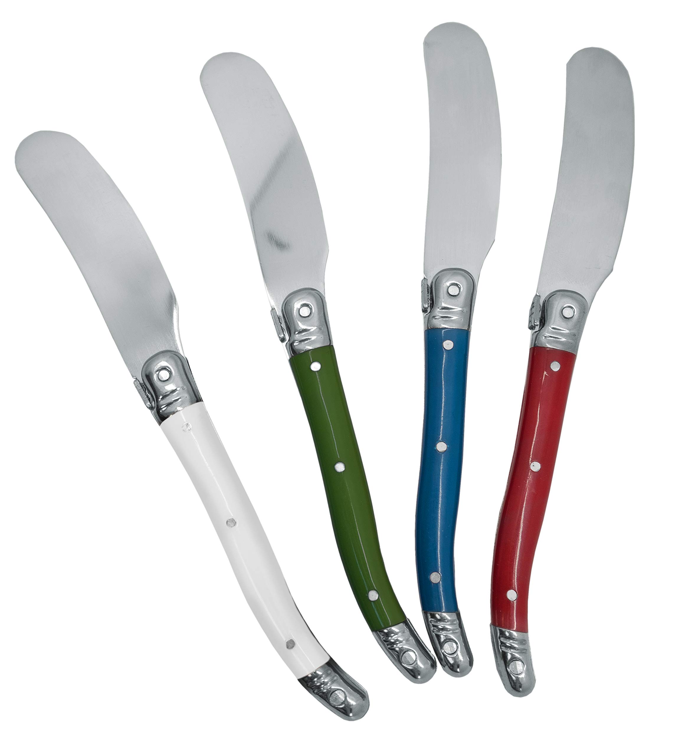 NERTHUS FIH 530 Set of 4 Snacks Knives, Red, Blue, Green, White, Stainless Steel