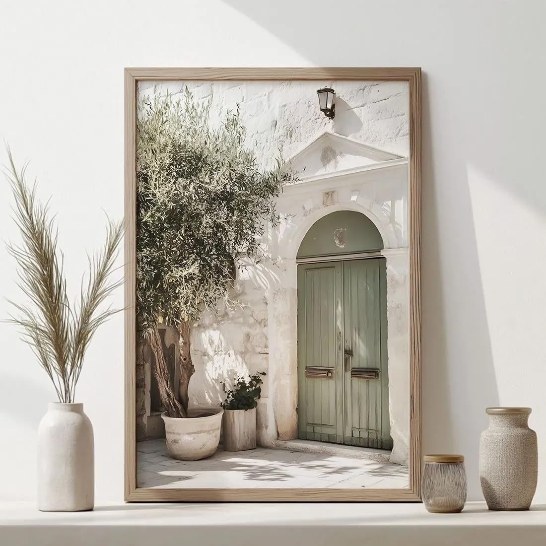 Gosrd Frameless Architecture Olive Tree Canvas Prints Wall Art, General Fit For Living Room(60X80cm/Frameless)