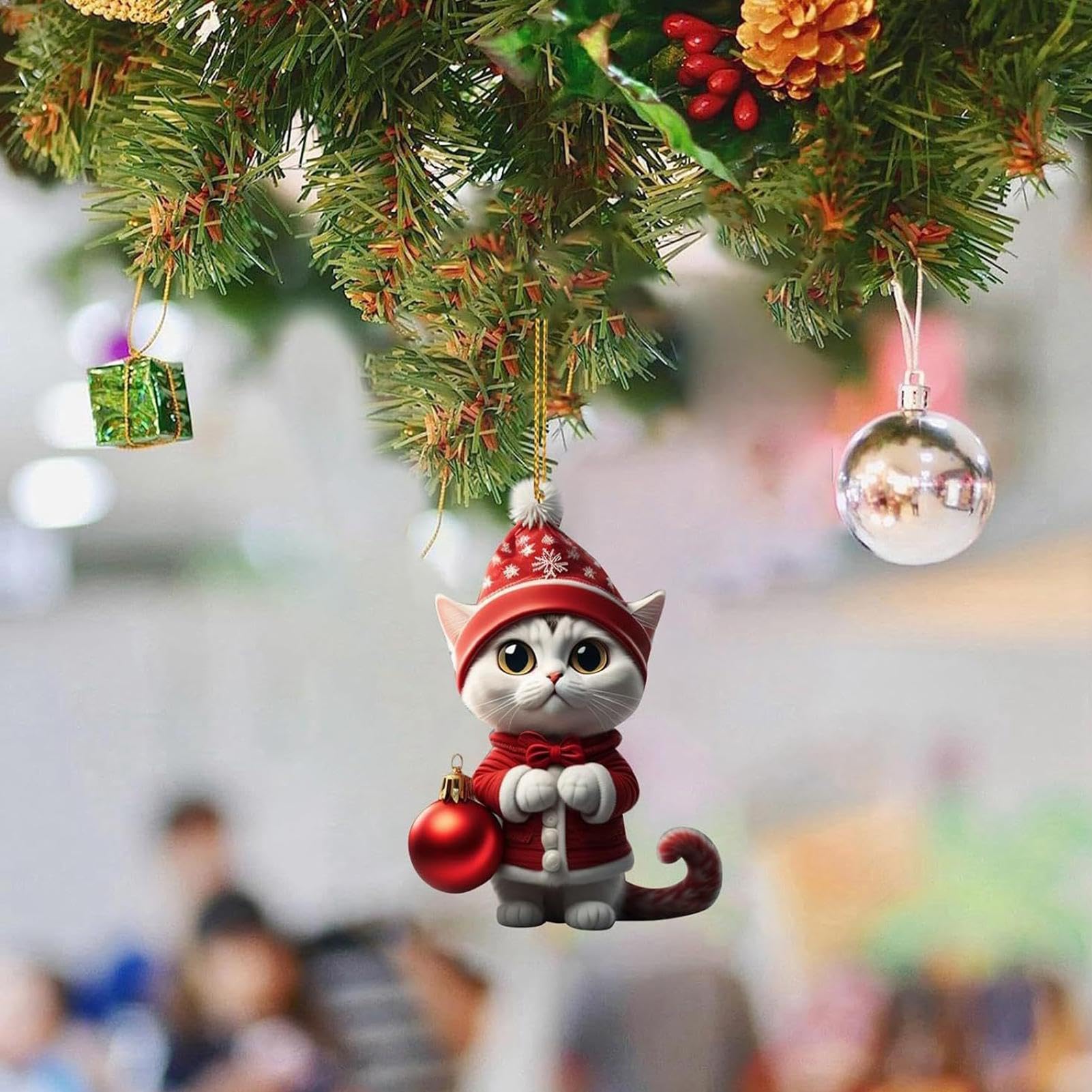 Amazon.co.jp: クリスマス猫サイン、動物クリスマスツリーオーナメント