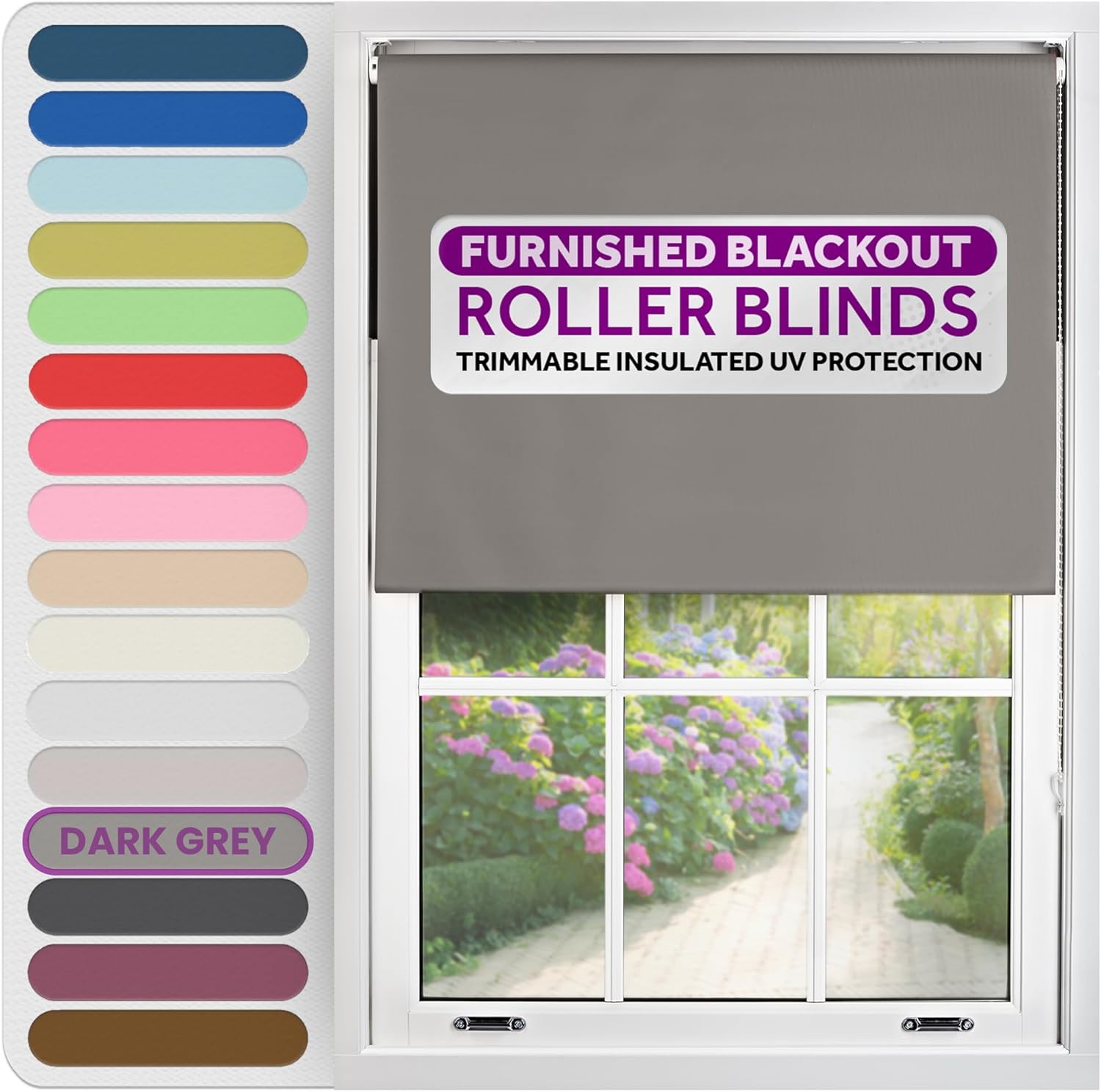 FURNISHED Thermal Blackout Roller Blind Dark Grey