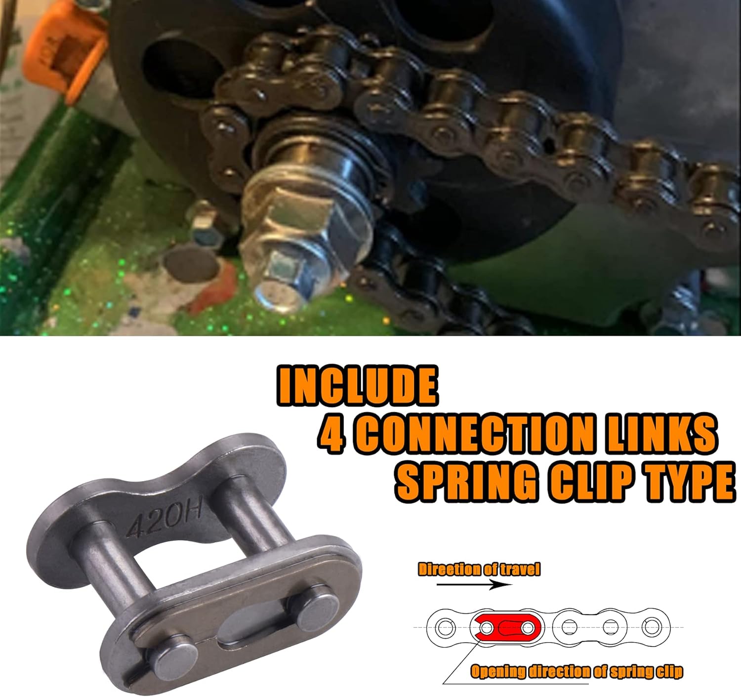 420H Motorcycle Chain+ Chain Breaker,98-Link Heavy Duty Drive Chain - Image 5