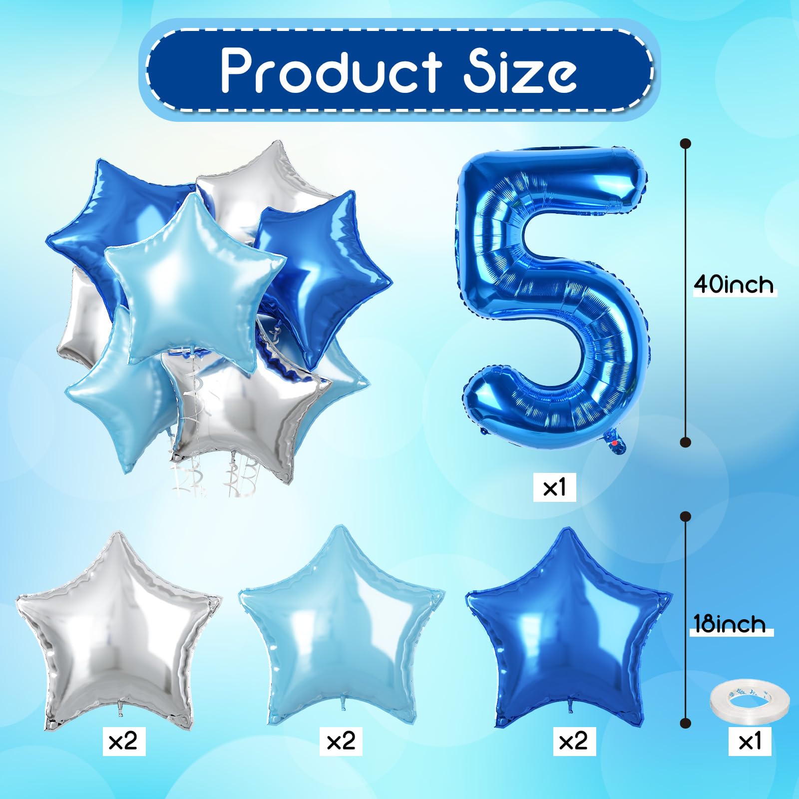 Blue Number Balloons XLOOD Number 53 Balloons 32 Inch Digital Balloon ...