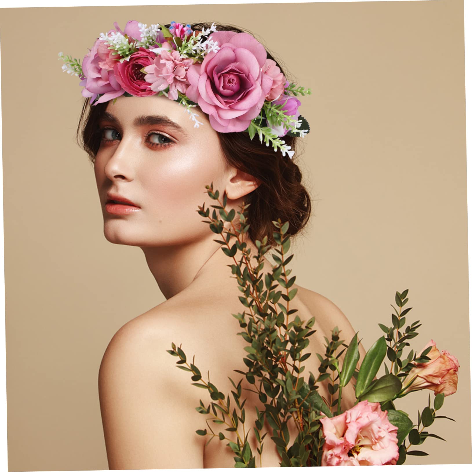 2piezas Diadema De Flores Artificiales Tocado Para Bodas y Accesorio Chic Para Mujeres