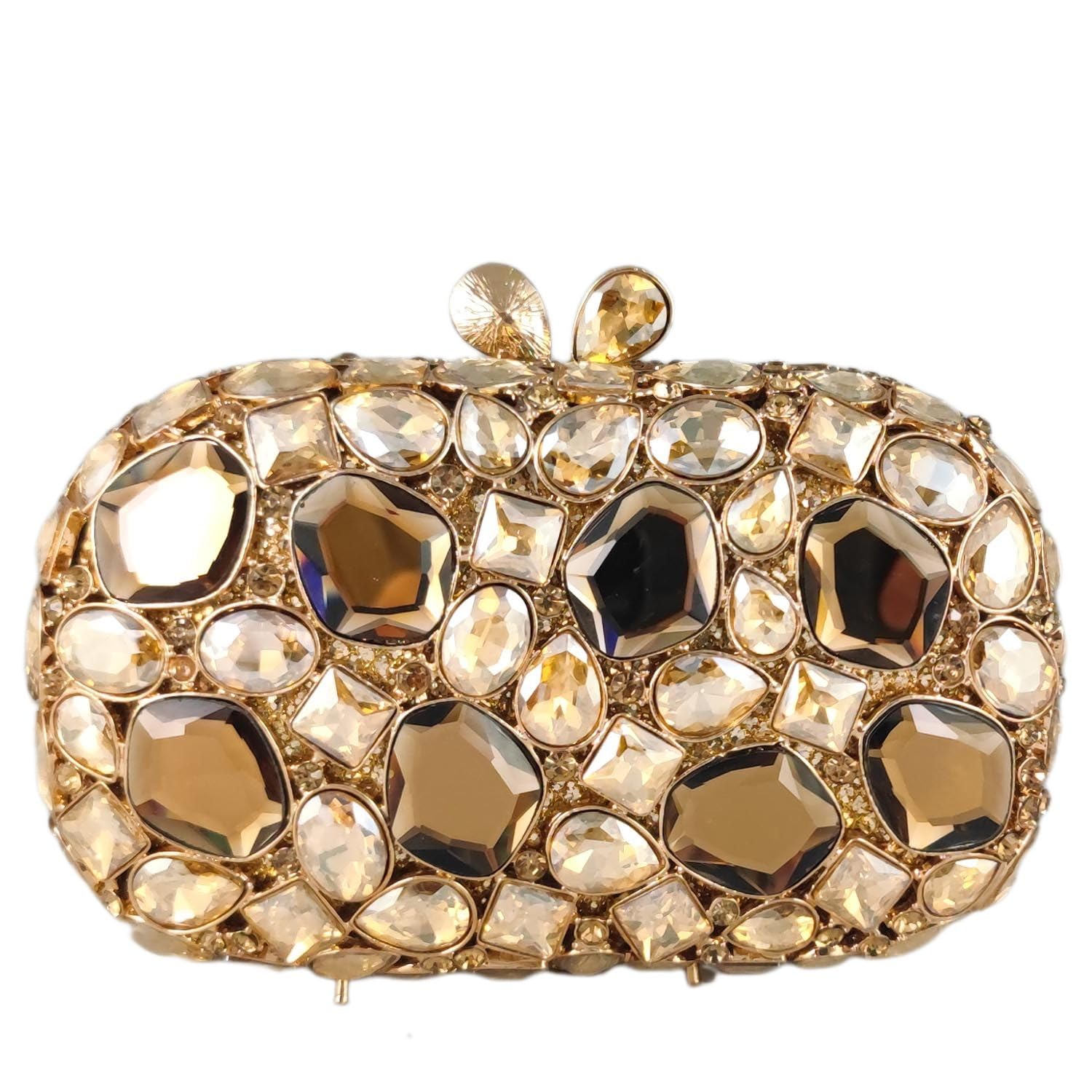 Boutique De FGG Crystal Clutch Purses for Women Formal Clutch Gemstone Prom Purse Wedding Party Rhinestone Evening Bag,Mini