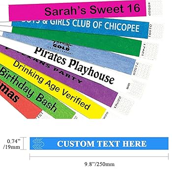 Wristbands Custom Print Text Logos Paper Like Tyvek Personalised Event Club 1" | UK