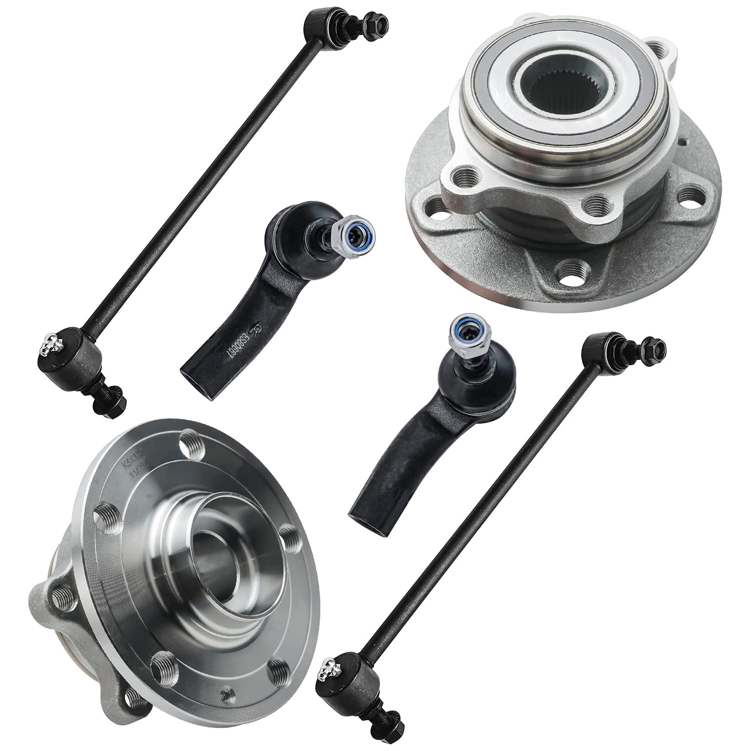 Detroit Axle - 6pc Front Wheel Bearing Hubs Kit for VW Jetta Passat Golf