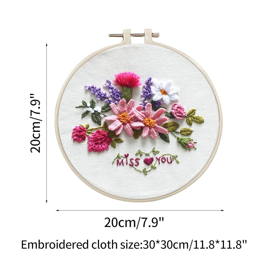 Amazon | MiYU 刺繍キット 初心者 セット 花 刺しゅうキット