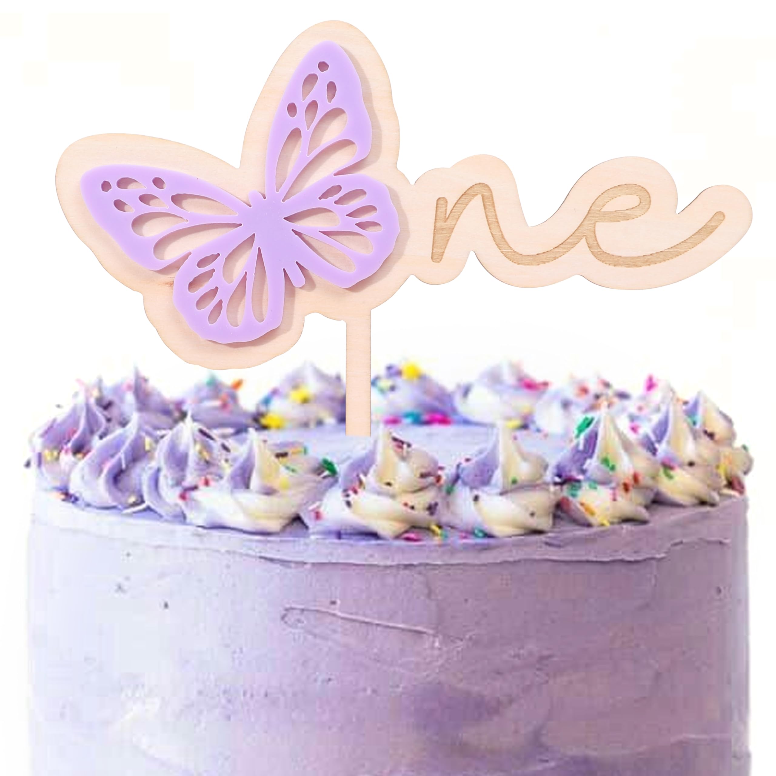 Butterfly 1st Birthday Cake Topper Decorations - Pink & Gold, Pre-Assembled, For Baby Shower 10 thumbnail image