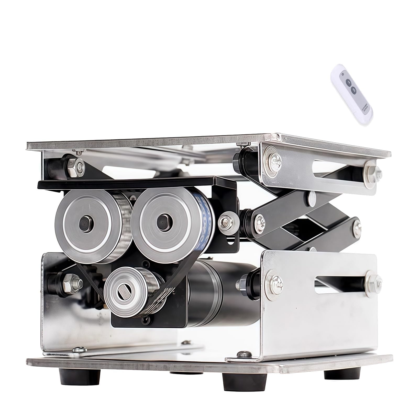 Plataforma elevadora eléctrica de Acero Inoxidable, pequeña Plataforma de elevación de Laboratorio con Control Remoto, Capacidad de Carga de 10 kg, reducción de Vibraciones y Ruido(15 * 15cm)