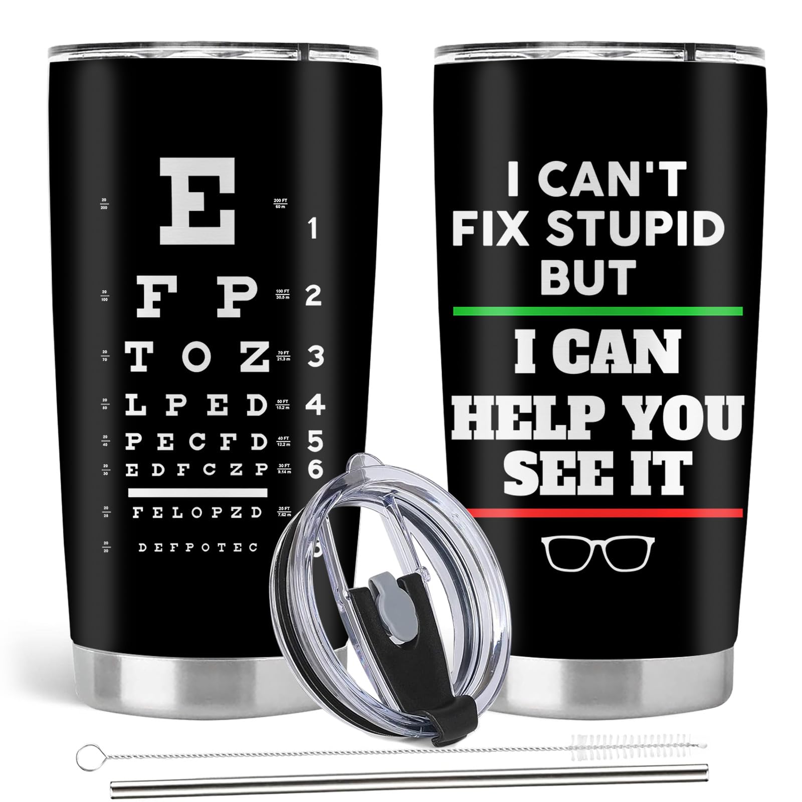 Optometrist Gifts, Optometry Gifts for Women, Ophthalmology optician gifts, 20oz Stainless Steel Tumbler with Lid Straw