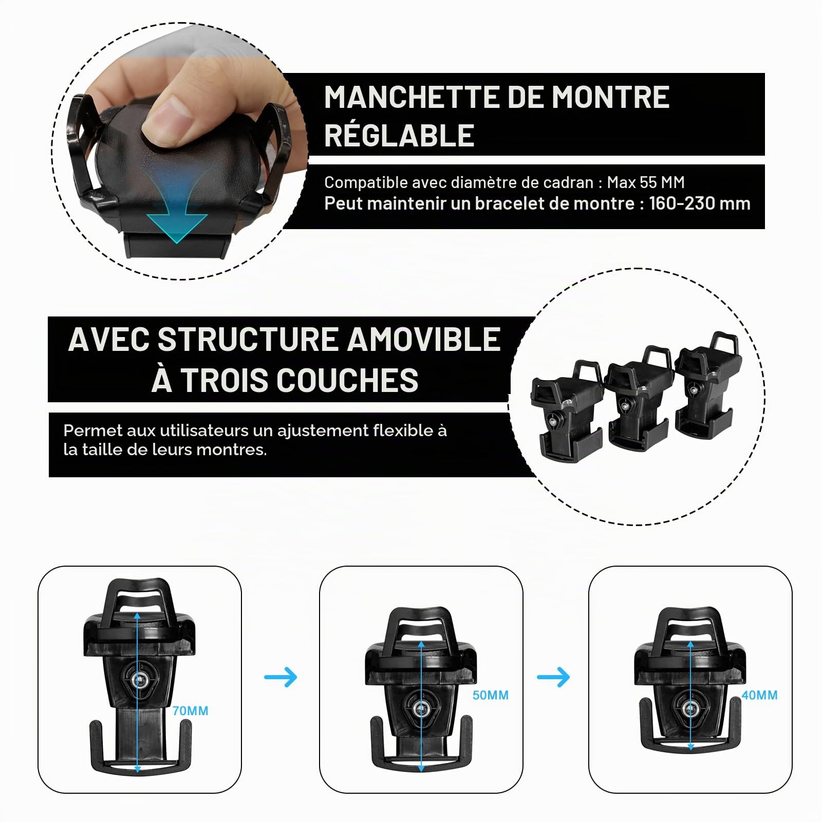 XTELARY Remontoir automatique pour montre 3/4/6/8//9/12 avec écran tactile LCD, télécommande, LED bleue, moteur silencieux et coussin de montre réglable pour homme et femme