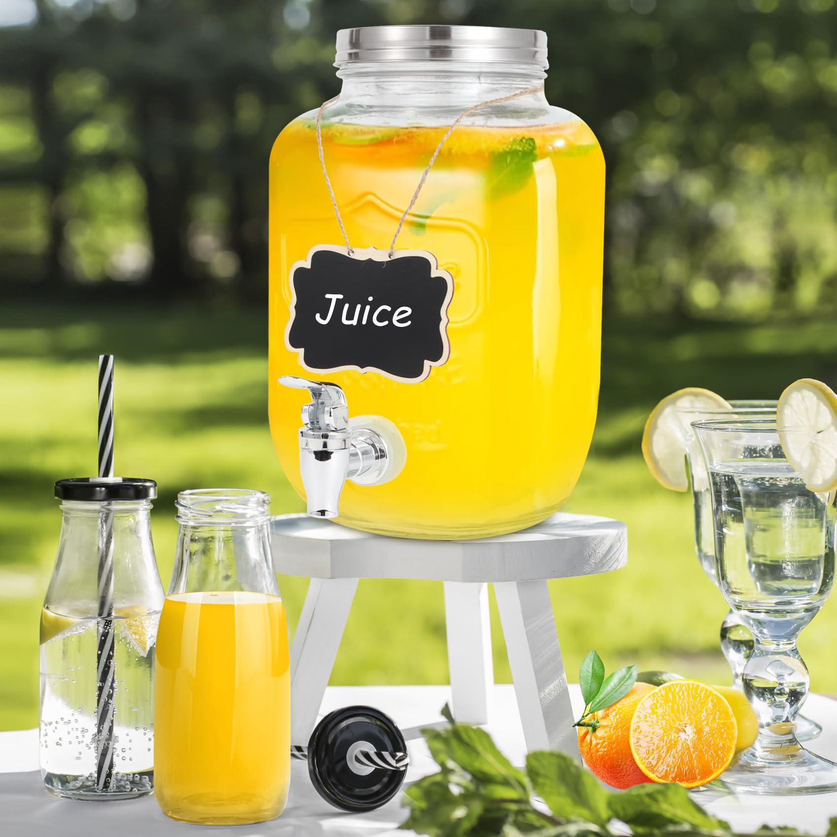 Dispensadores de bebidas de vidrio de 1 galón para fiestas para barbacoas, picnics, fiestas, dispensador de detergente para ropa