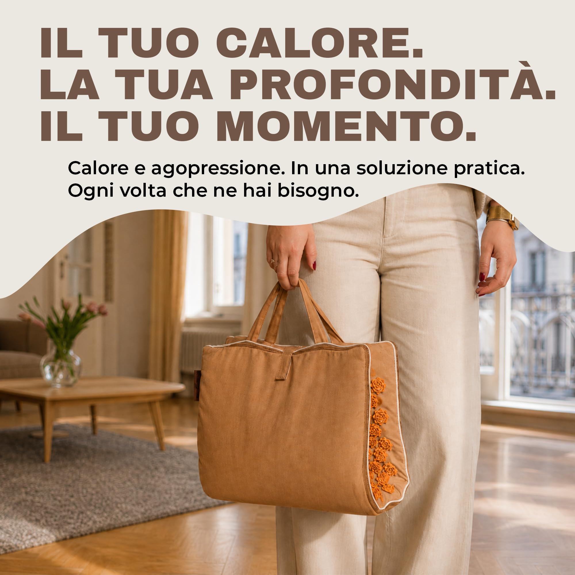 Glanzstück Berlin® Health Collection: Set di tappetini per agopressione XL Hot Edition Intense, riscaldabile elettricamente in lino, aiuto per tensioni, mal di schiena, tappetino massaggiante con