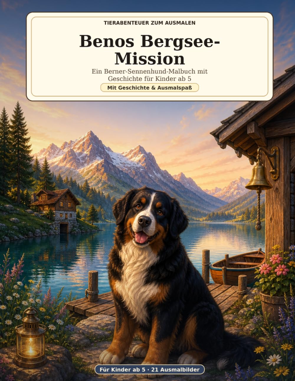 Benos Bergsee-Mission: Ein Berner-Sennenhund-Malbuch mit Geschichte für Kinder ab 5