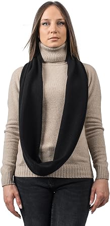 Dalle Piane Cashmere Womens 100% Regenerated Cashmere Scarf | Warm infinity loop scarf, 57x11in, fall and winter, regenerated cashmere, conscious gift for women, Made in Italy