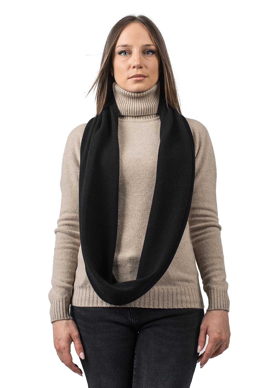 DALLE PIANE CASHMERE Sciarpa Chiusa Donna Cashmere Rigenerato | Sciarpa versatile per tutto l'anno, in cashmere rigenerato sostenibile, una bella idea regalo per lei e lui, Made in Italy
