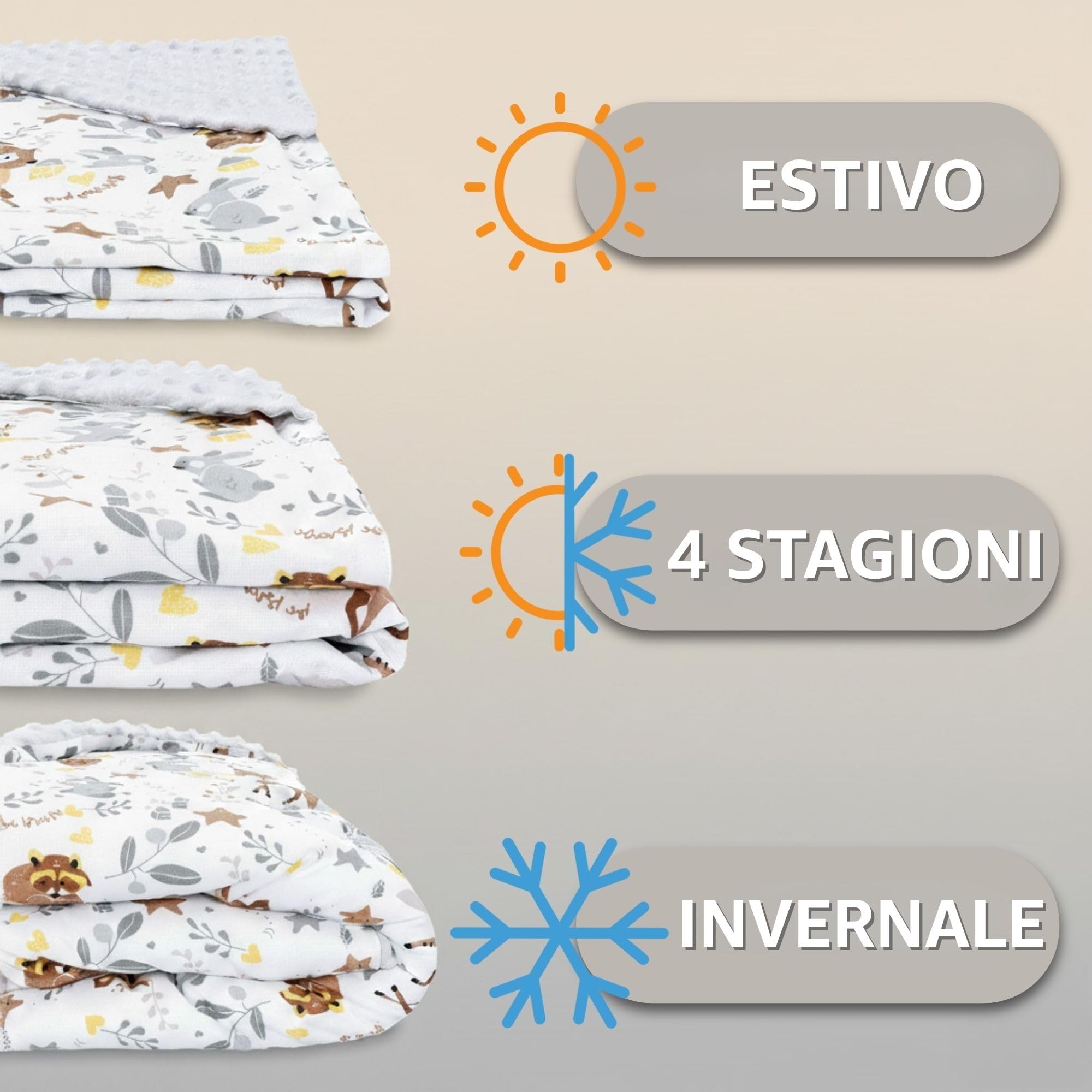 Sacco ovetto coperta invernale 90x90 cm - universale lavabile copertina per passeggino bebe per seggiolino auto bambino o swaddle neonato 0-6 mesi Oeko-Tex Giraffe