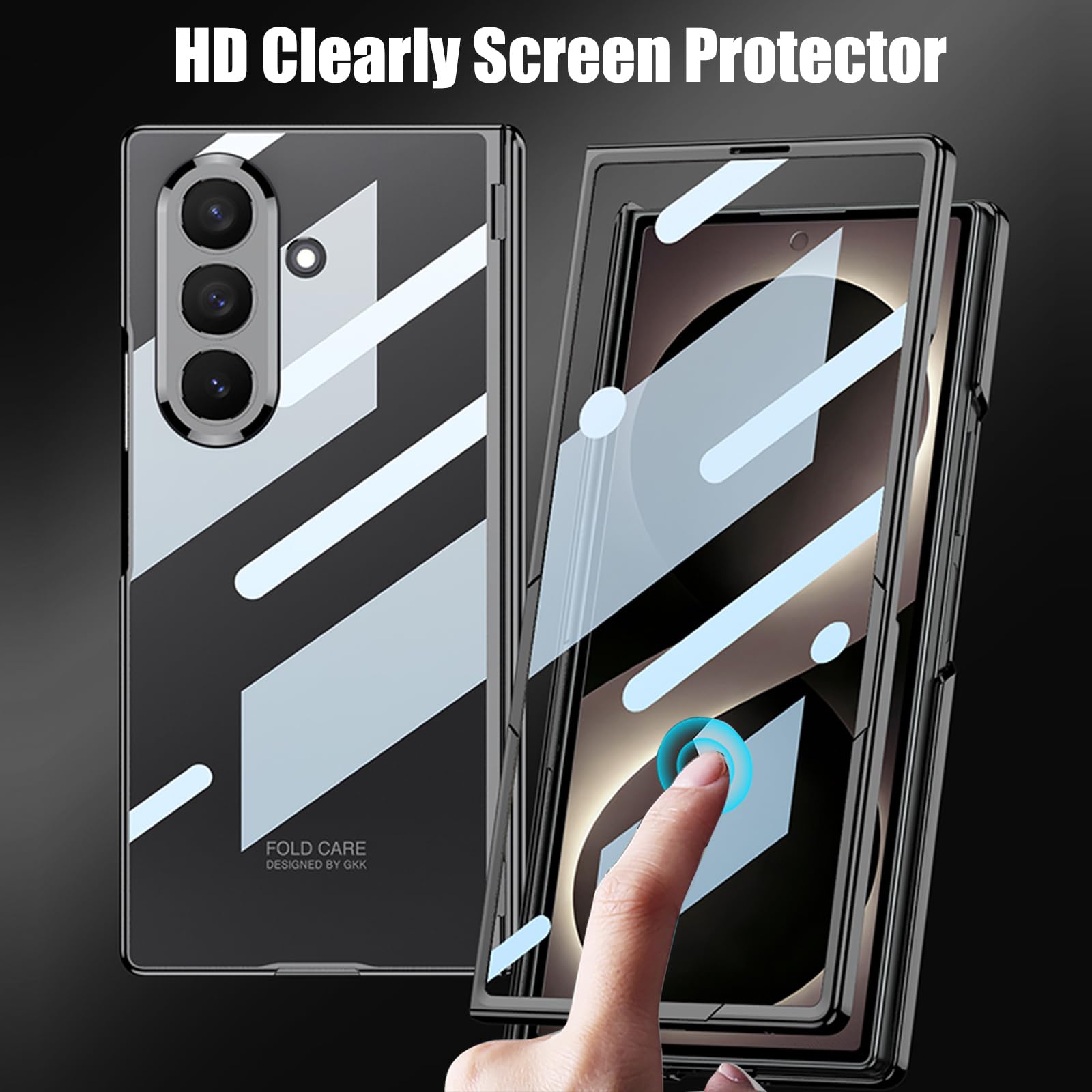 Custodia trasparente per Samsung Galaxy Z Fold 8 Ultra, custodia trasparente galvanica con protezione per cerniera magnetica e pellicola protettiva, custodia protettiva sottile antiurto per Z Fold 8