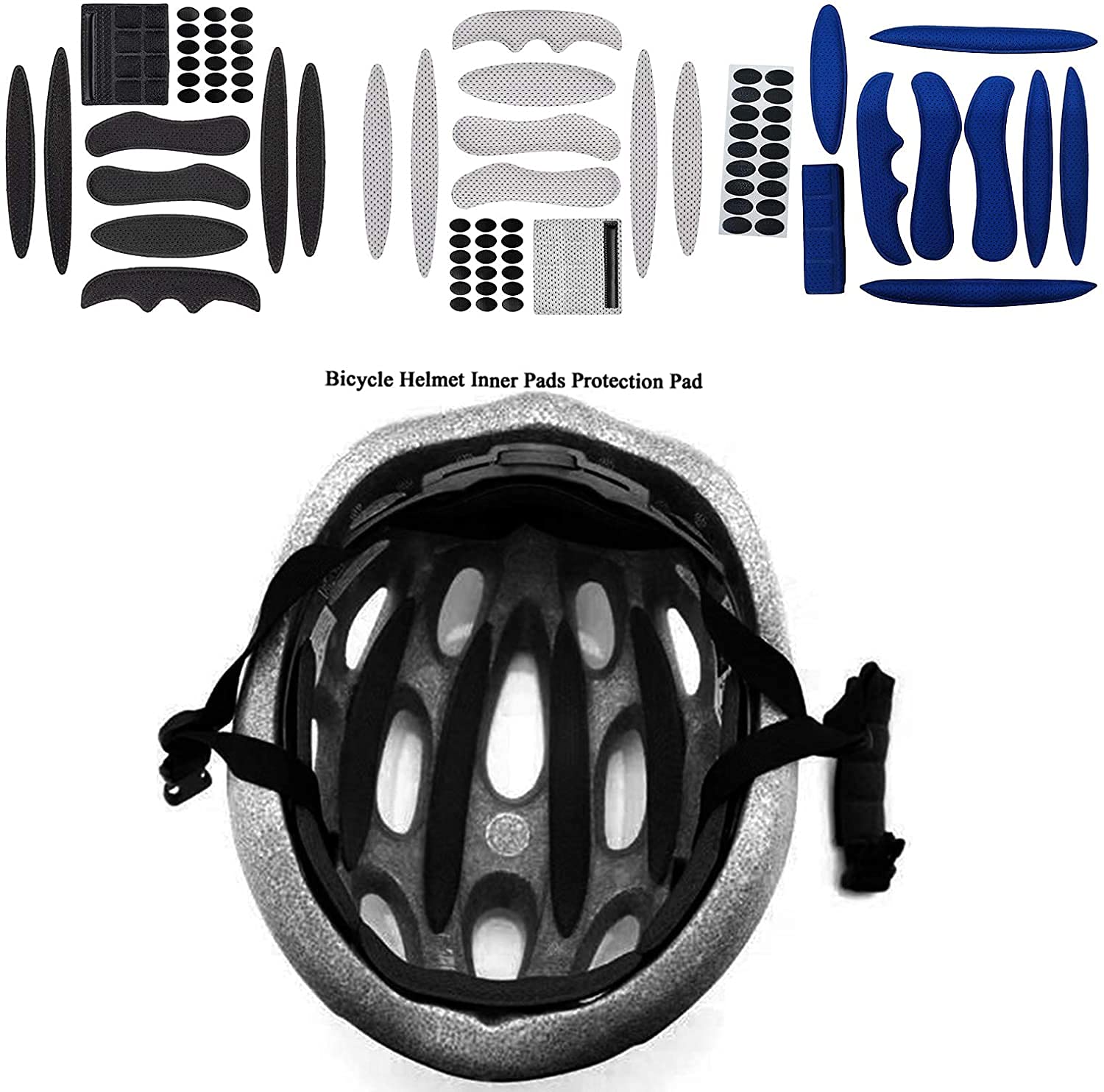 Generico 27pcs Casco della Bici Imbottitura Kit Universale Bicicletta Casco del Motociclo di Ricambio Schiuma Pads Set Spugna Liner Chin Strap Pad - NeroProfessionale e alla Moda
