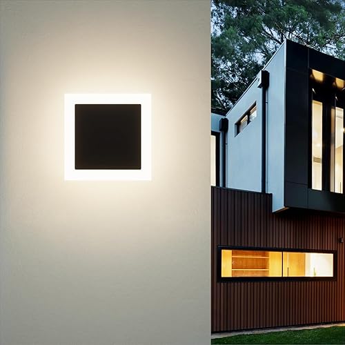Aoceley Aplique de pared LED moderno para exteriores, lámpara de pared moderna negra, luces de pared para exteriores, aluminio impermeable, luz de