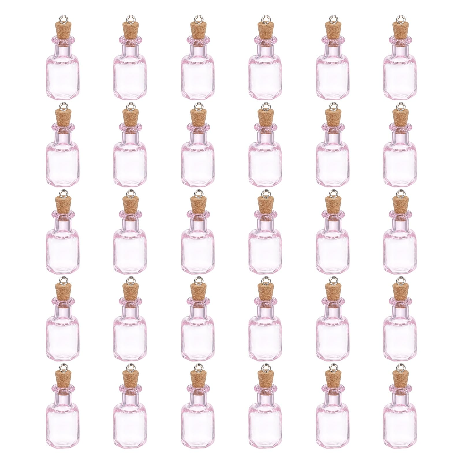 Mini bouteilles carrées en verre rose avec bouchon liège et vis pour loisirs créatifs