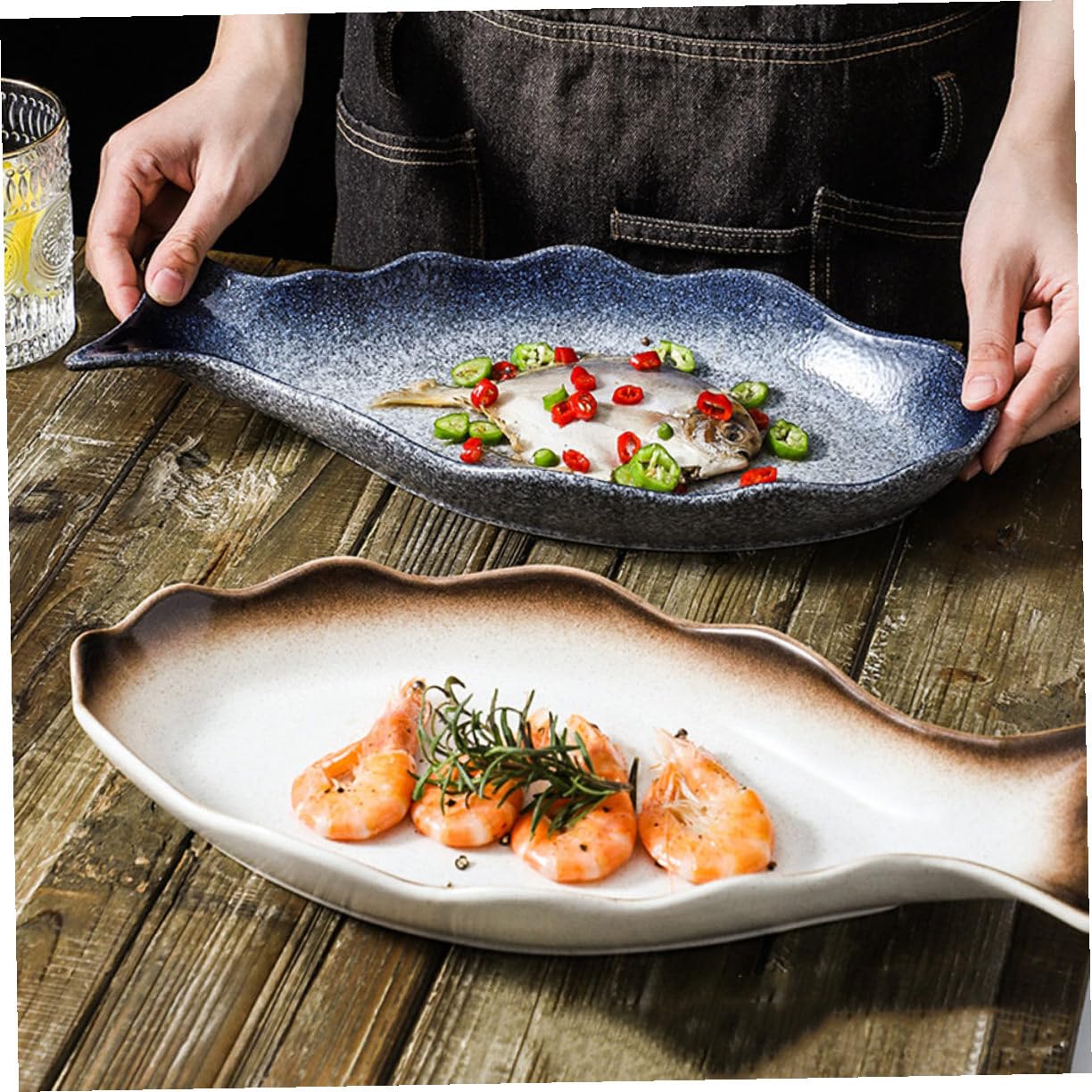 Plato de para Pescado Decorativo y Funcional Color Brillante Superficie Lisa y Pulida Ligero y Compacto para Restaurantes y Hogar Fácil de Limpiar