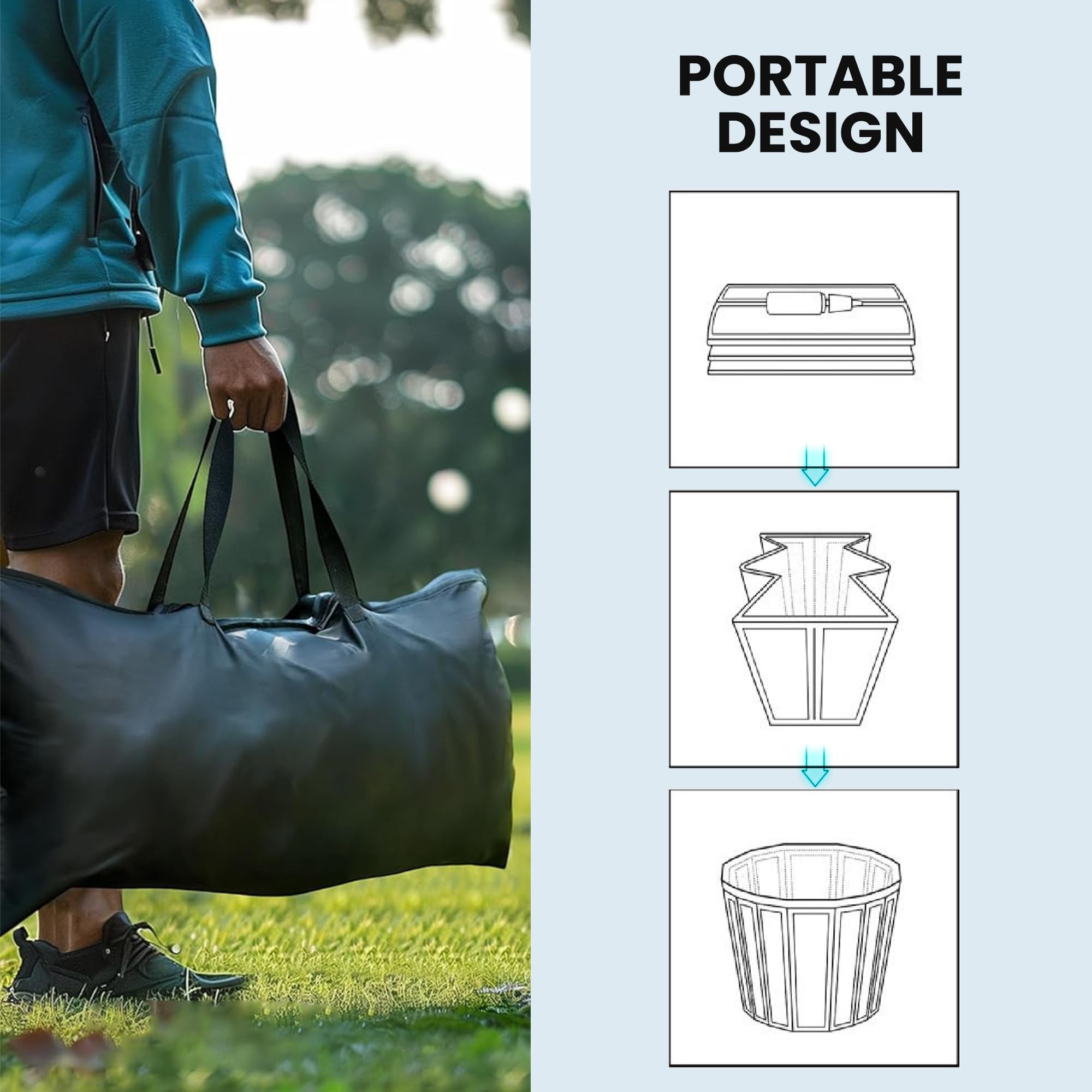 Outsunny Baignoire à Glace Pliable Gonflable pour Athlètes 280 L, Bain Froid Multicouche avec Couvercle et Pompe pour Entraînement à l'Eau Froide en Intérieur et Extérieur, 78x78x71 cm, Noir