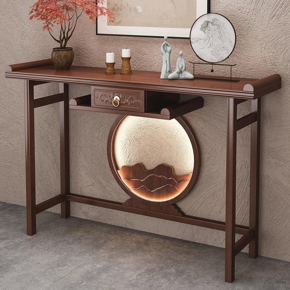 Tavola d'altare cinese Tavolo d'accento con cassetto LED Mountain | Scrivania decorativa(M)