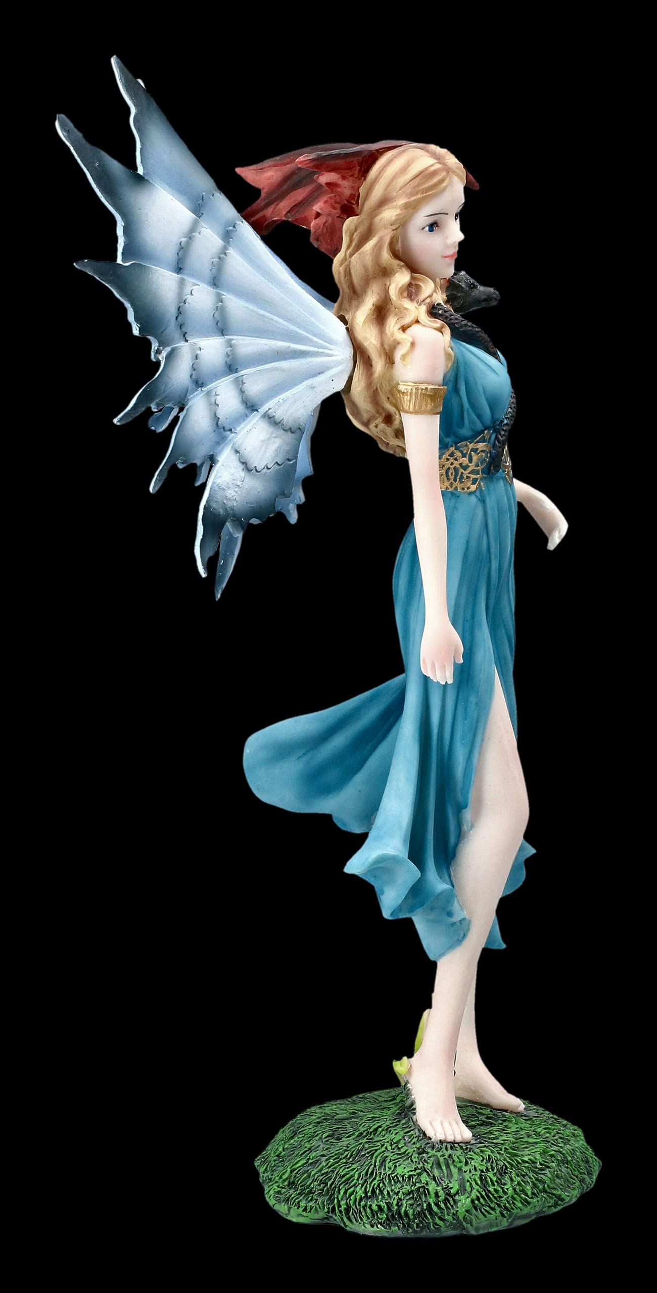 Figurine elfe - Kalia avec dragon sur épaule | Fantasy Statue Fairy
